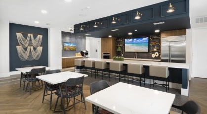 a spacious resident lounge and kitchen