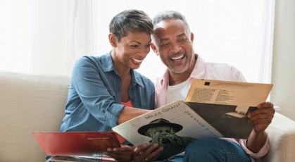 a couple listening to records