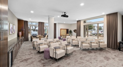 a movie theater with lounge chairs