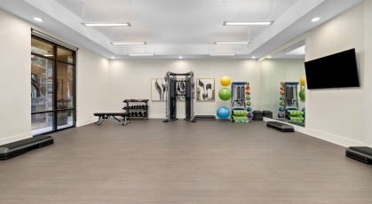 a fitness and stretch room