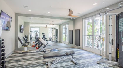Large fitness center with ample equipment