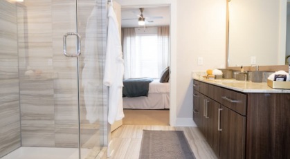bathroom with easy access to the bedroom