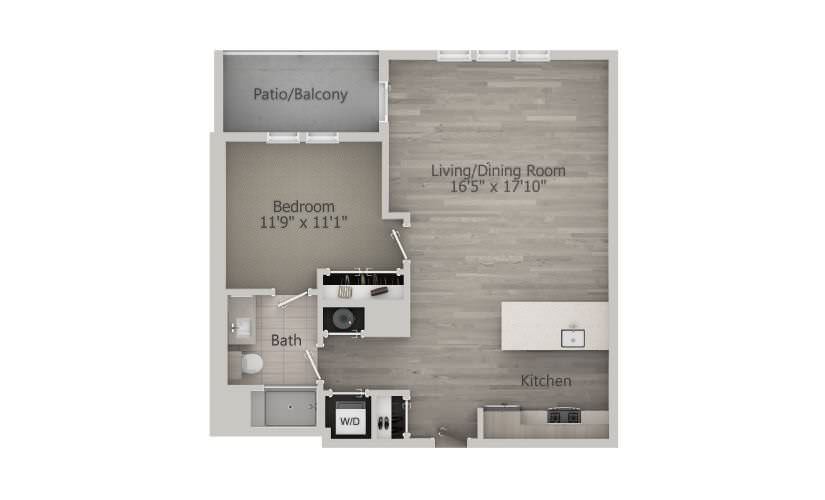  Popponesset (1BR_A(FW))  - 1 bedroom floorplan layout with 1 bath and 733 square feet.