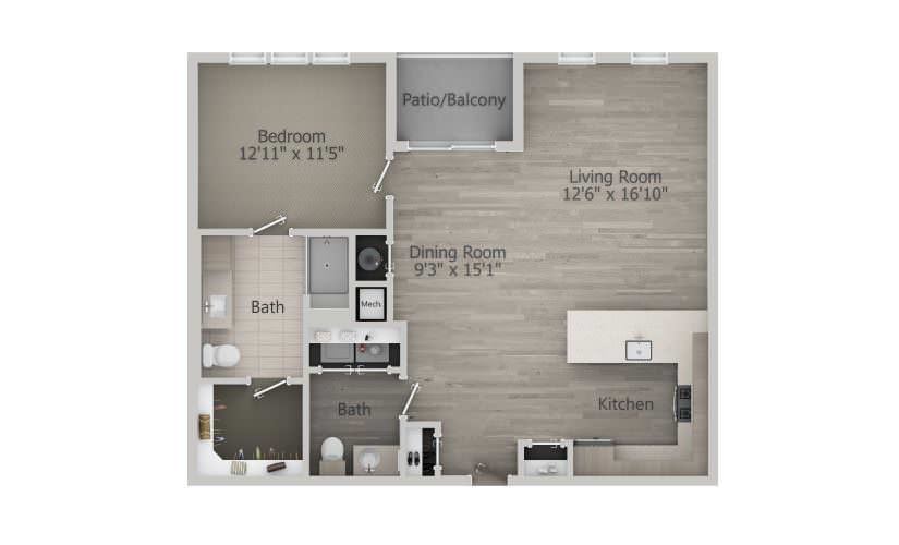  Lewis Bay (1BR_F) - 1 bedroom floorplan layout with 1.5 bath and 918 square feet.