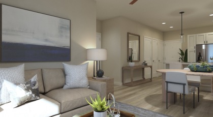 sunlight brightens open concept living room