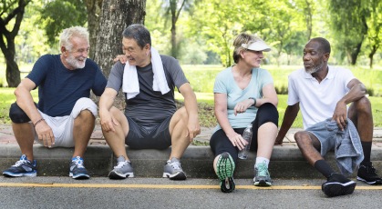 residents sitting after a workout