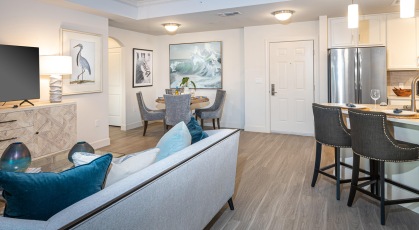 open concept apartment interiors