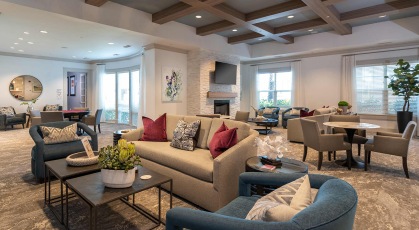 fireplace in large clubhouse