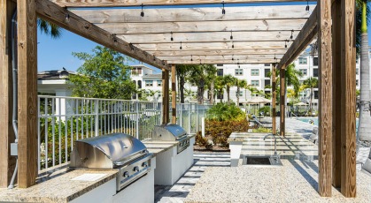 outdoor grills near pool