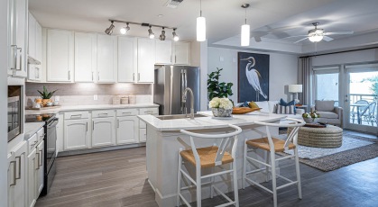 spacious kitchen with island