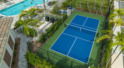 overhead shot of pickleball court