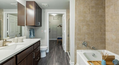 bathroom with soaking tub