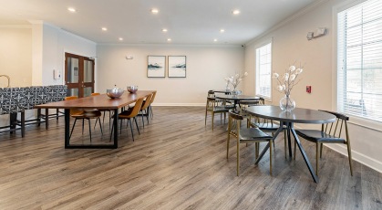 clubhouse with tables and chairs